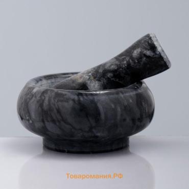 Ступка с пестиком, 75 мл, 5 см, камень, чёрная