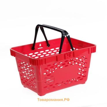 Корзина покупательская пластиковая, 20 л, 2 пластиковые ручки, цвет красный