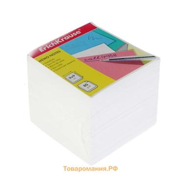 Блок бумаги для записей ErichKrause, 9 x 9 x 9 см, белизна бумаги 98%, плотность 80 г/м2, белый