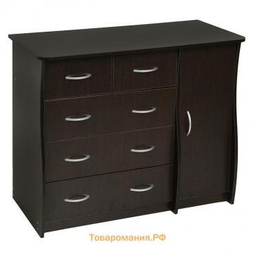 Комод напольный «Клик Мебель», 5 ящиков, с дверью, 1100×480×900 мм, цвет тёмно-серый