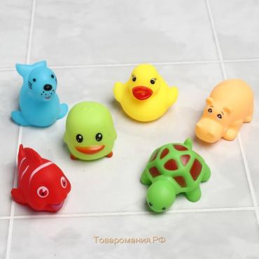 Набор резиновых игрушек для ванны «Малыши», 6 шт, с пищалкой, Крошка Я
