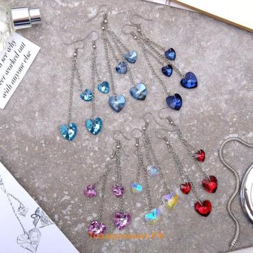 Серьги из стекла «Яркий день» сердце, миксы