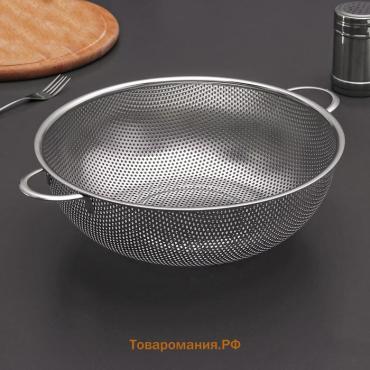 Дуршлаг с ручками «Марко», d=28 см, две ручки, нержавеющая сталь, хромированный