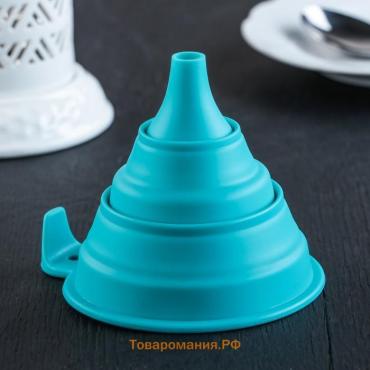 Воронка складная  «Ред», силикон, 13.5×10×10 см, голубая