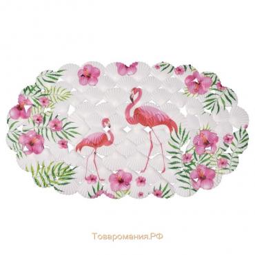Коврик противоскользящий в ванну на присосках «Фламинго», 37×67 см