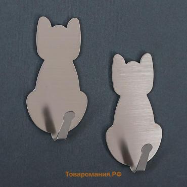 Крючки самоклеящиеся SAVANNA «Кошка», 2 шт., металл, 5×2.4×1.5 см, хромированные