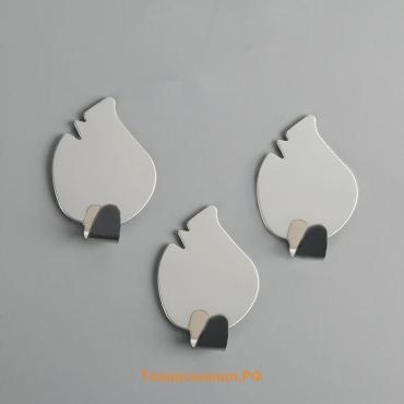 Крючки самоклеящиеся SAVANNA «Листики», 3 шт., металл, 4×3×1.5 см, хромированные