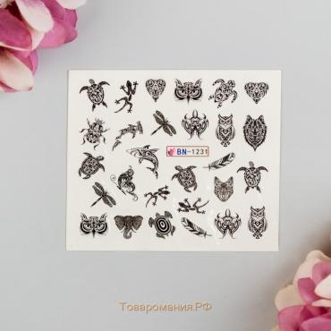 Слайдер - дизайн для ногтей «Tatoo print», фасовка 6 шт, цвет чёрный