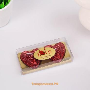 Набор свечей "Сердце с розой", 3 шт, 5х2,5см, красный
