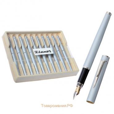 Ручка перьевая Luxor Sleek, линия 0.8 мм, чернила синие, корпус серый металлик