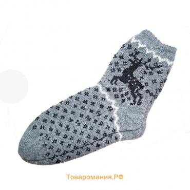 Носки женские новогодние шерстяные, цвет серый, размер 23-25