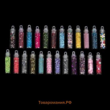 Набор для декора, в пластиковом органайзере, набор 36 баночек, разноцветные