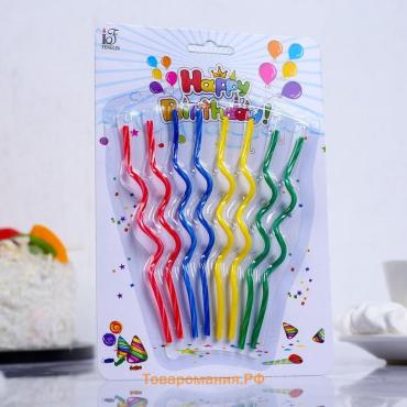 Свечи для торта, набор 8 шт., витые, 17 см