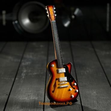 Гитара сувенирная "Gibson Es" чёрно-жёлтая, на подставке 24х8х2 см