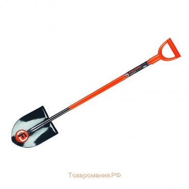 Лопата штыковая, прямоугольная, L = 124 см, металлический черенок в резиновой оплётке, с ручкой, Finland