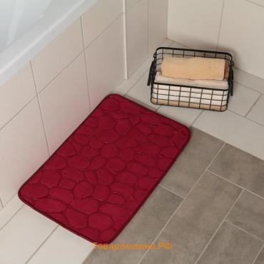 Коврик для ванной и туалета «Галька», 40×60 см, цвет бордовый
