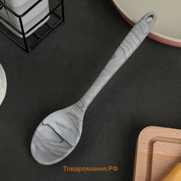 Ложка гарнирная  «Мрамор», силикон, 20,5×4,3 см, цвет белый