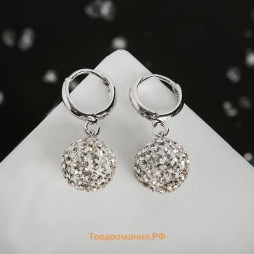 Серьги со стразами «Шамбала» сияние, белые в серебре