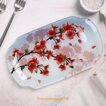 Блюдо сервировочное стеклянное  «Сакура», 23.8×13.8 см