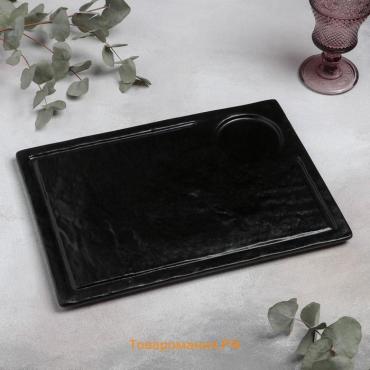 Блюдо для подачи Magistro «Pietra lunare», 33.5×24×1.5 см, фарфор, чёрное