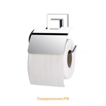 Держатель туалетной бумаги с крышкой, самоклеящийся, цвет хром, EF238