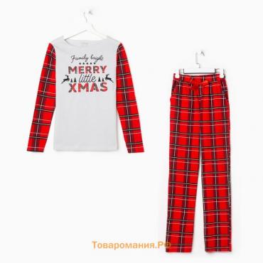 Пижама новогодняя женская KAFTAN "X-mas", цвет белый/красный, размер 44-46