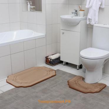 Набор ковриков для ванной и туалета «Гранж», 2 шт, 40×50 см, 50×80 см, цвет бежевый