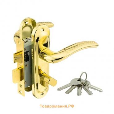 Замок врезной MARLOK 50/LA02-ЦМВ70, межосевое 50 мм, ключ/вертушка, цвет золото