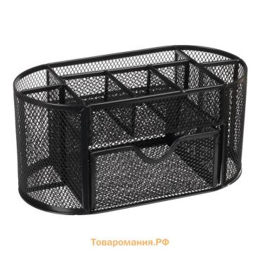 Подставка для канцелярских мелочей 9 отделений, сетка металл, чёрная