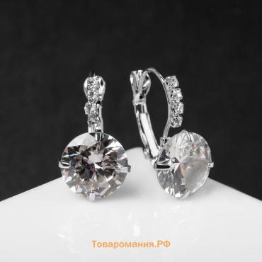 Серьги со стразами «Циркония» love you, голубые в серебре