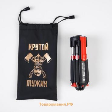 Фонарь многофункциональный, мультитул 8 в 1 «Крутому мужику», 12×4 см, 3 ААА