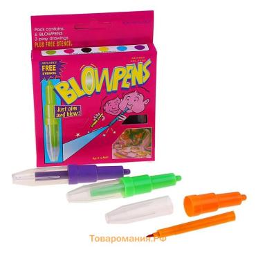 Фломастеры 6 цветов BLOWPENS, с трафаретами