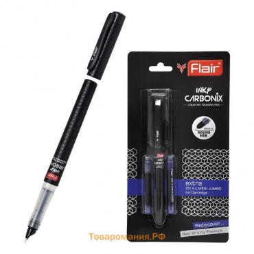 Ручка перьевая Flair CARBONIX INKY, 2 сменных катриджа, чернила синие, блистер