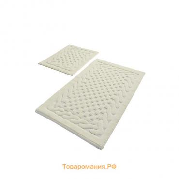 Комплект ковриков для ванной BAMBI , 2 шт, размер 60 х 100 см и 60 х 50 см, хлопок, цвет экрю