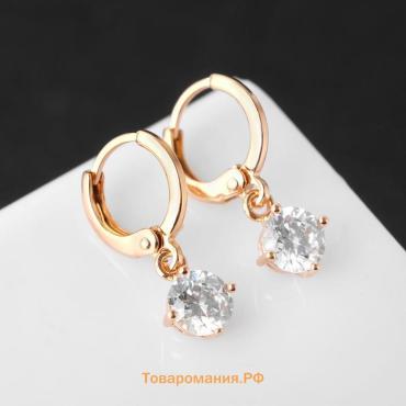 Серьги со стразами «Блум» висячие, белые в золоте