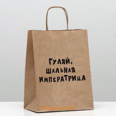 Пакет подарочный с приколами, крафт, «Гуляй шальная императрица», 24 х 14 х 30 см