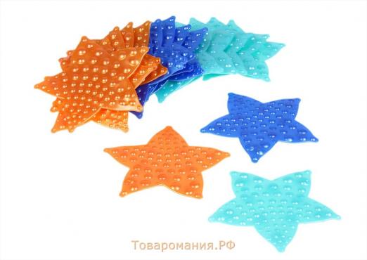 Набор мини-ковриков для ванны на присосках «Звезда», 10×10 см, 6 шт, цвет МИКС