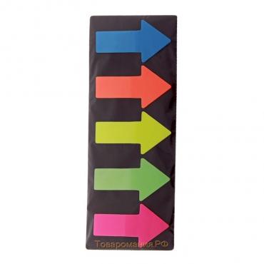 Блок-закладка "Стрелки" с липким краем 5 x 15 x 51 мм, пластик, 5 цветов по 25 листов, флуоресцентный, МИКС