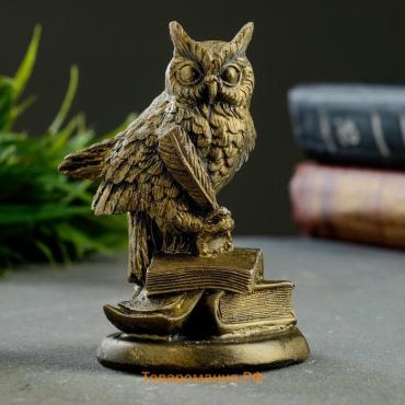Фигурка гипс «Филин на книгах», состаренное золото, 11×7×7 см