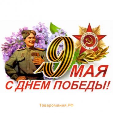 Наклейка на авто "9 Мая (Солдат) ", 375*250 мм