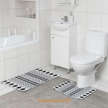 Набор ковриков для ванной и туалета «ЧБ», 2 шт, 50×80 см, 50×40 см
