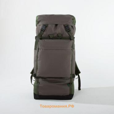 Рюкзак туристический, 60 л, отдел на стяжке шнурком, 3 наружных кармана, Huntsman, цвет хаки