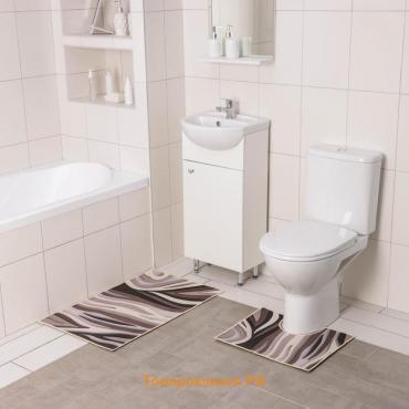 Набор ковриков для ванной и туалета «Песок», 2 шт, 50×80 см, 50×40 см