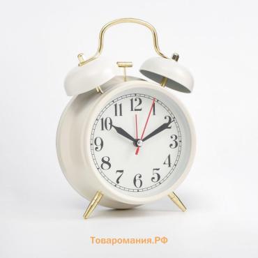 Часы-будильник "Пеннант", бесшумные, с подсветкой, d=9 см, 17х11.5 см, белые