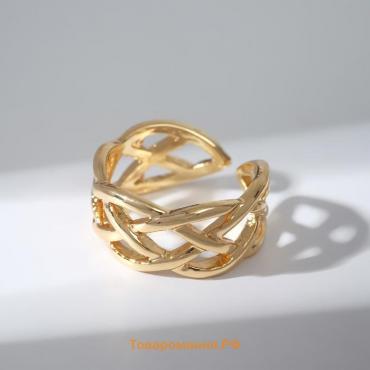 Кольцо "Тонкие нити" сплетение, цвет золото, безразмерное