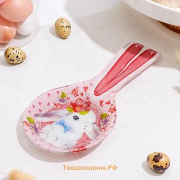 Подставка под ложку  «Цветочный зайка», 27×12.5×2 см, стеклоㅤ