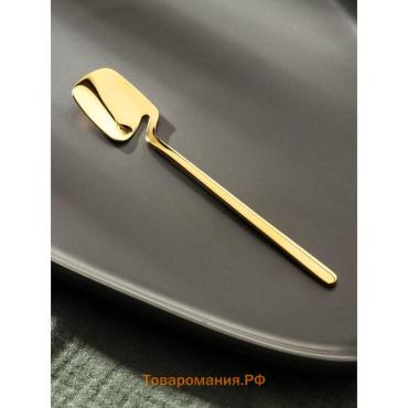 Ложка чайная Magistro Wave, длина 13.8 см, нержавеющая сталь, золотистая