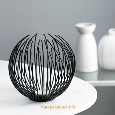 Подсвечник металлический на 1 свечу TAKE IT EASY «Шар», чёрный, 15.5×15 см