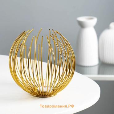 Подсвечник металлический на 1 свечу TAKE IT EASY «Шар», золото, 15.5×15 см