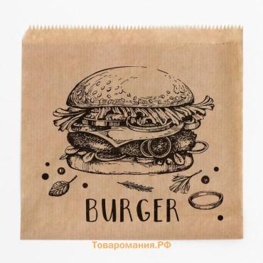 Уголок «Сочный Бургер», крафтовый, 15×15 см
